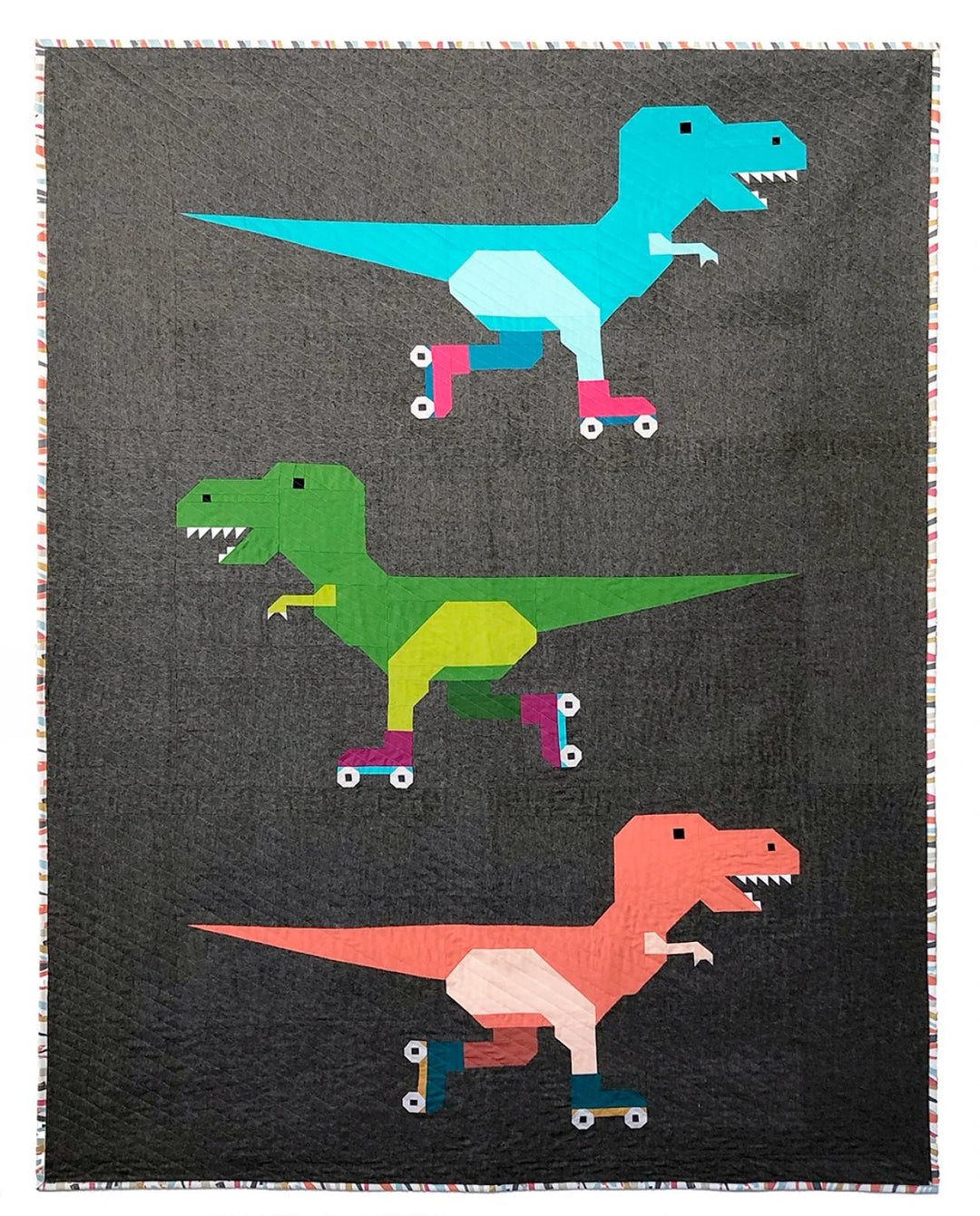 Dinorama - T - Rex on Roller Skates Quilt Pattern (AEDR0525) - Maple Leaf Quilting Company Ltd.