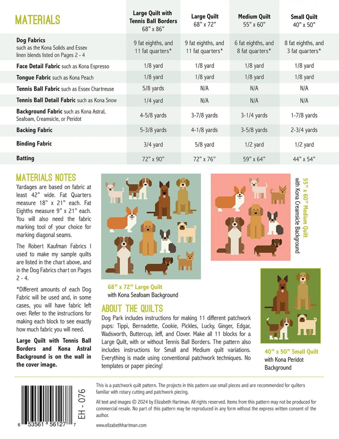 Dog Park (EH076) - Maple Leaf Quilting Company Ltd.