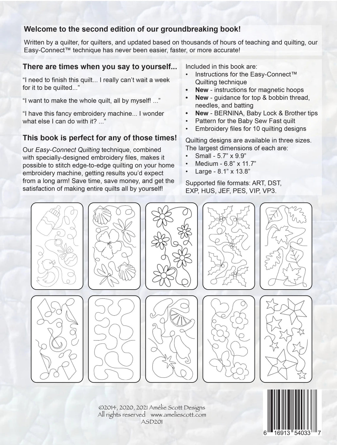 Edge - to - Edge Quilting on your Embroidery Machine (2nd Edition) - Maple Leaf Quilting Company Ltd.