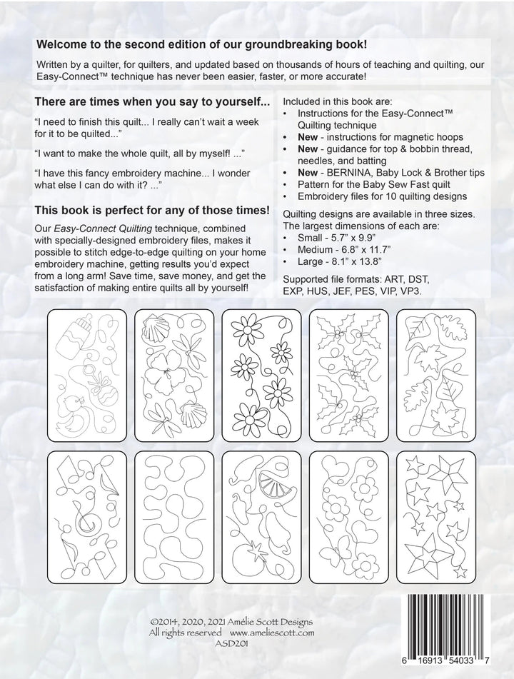 Edge - to - Edge Quilting on your Embroidery Machine (2nd Edition) - Maple Leaf Quilting Company Ltd.