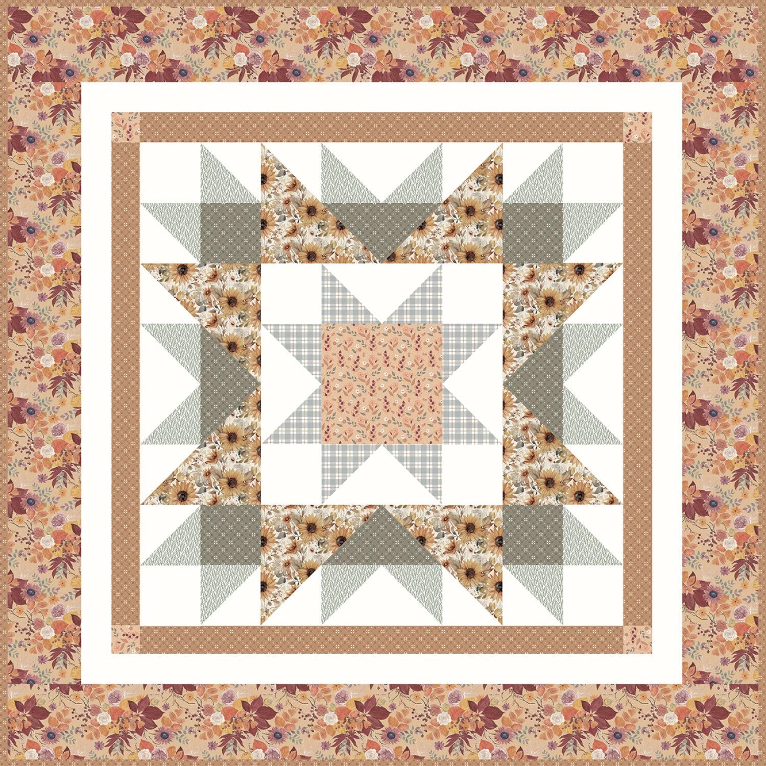 Evening on the Prairie Evening Star Table Topper Kit - From Riley Blake Designs (KT - 16741) - Maple Leaf Quilting Company Ltd.
