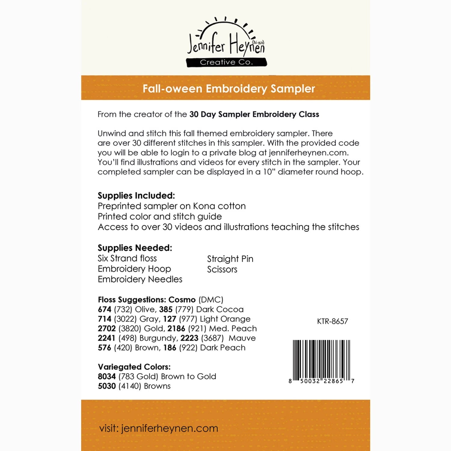 Fall - oween Embroidery Sampler (KTR - 8657) - Maple Leaf Quilting Company Ltd.