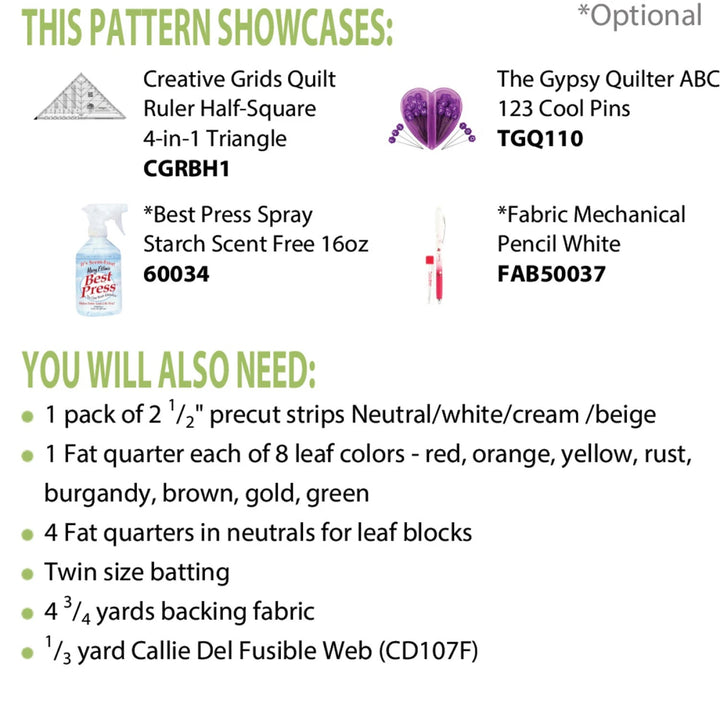 Falling Leaves (CLPSHN003) - Maple Leaf Quilting Company Ltd.