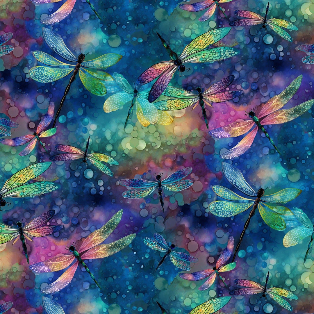 Fantasy Dragonfly Dream | 108" Cotton (CDX3206 - FANTASY) – Sold in UNITS of ¼ metre - Maple Leaf Quilting Company Ltd.