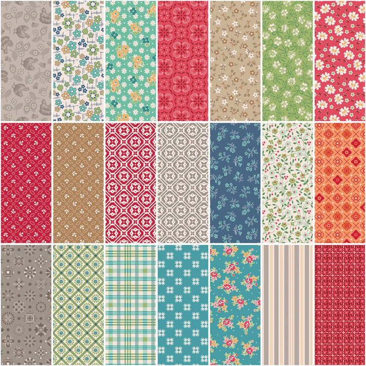 Farmer's Daughter Pewter by Lori Holt | 1 Yard Bundle - 21 pcs (1YD - 17160P - 21) - Maple Leaf Quilting Company Ltd.