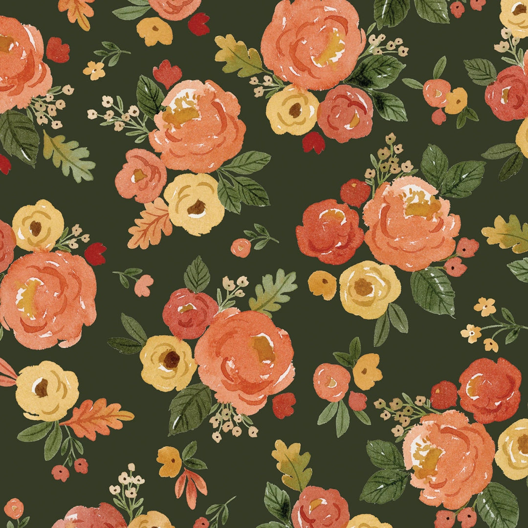 Floral Forest Happy Fall by Kelsey Carlson Collection | 108” Cotton (WB16347R - FOREST) - Sold in UNITS of 1/4 metre - Maple Leaf Quilting Company Ltd.