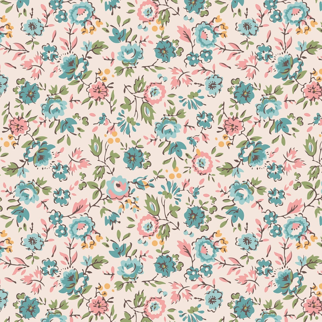 Floral Latte Piece & Plenty 108” Cotton (WB15894R - LATTE) - Sold in UNITS of 1/4 metre - Maple Leaf Quilting Company Ltd.