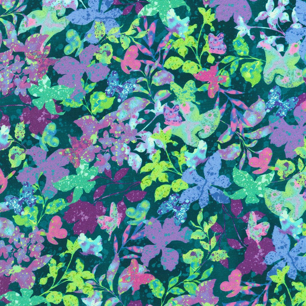 Floral Teal from Robert Kaufman | 108” Cotton (SRKDX21959213) - Sold in UNITS of 1/4 metre - Maple Leaf Quilting Company Ltd.
