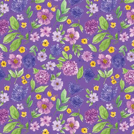 Floral Violet Plum Petals 108" Cotton (WB15648R - VIOLET) – Sold in UNITS of ¼ metre - Maple Leaf Quilting Company Ltd.