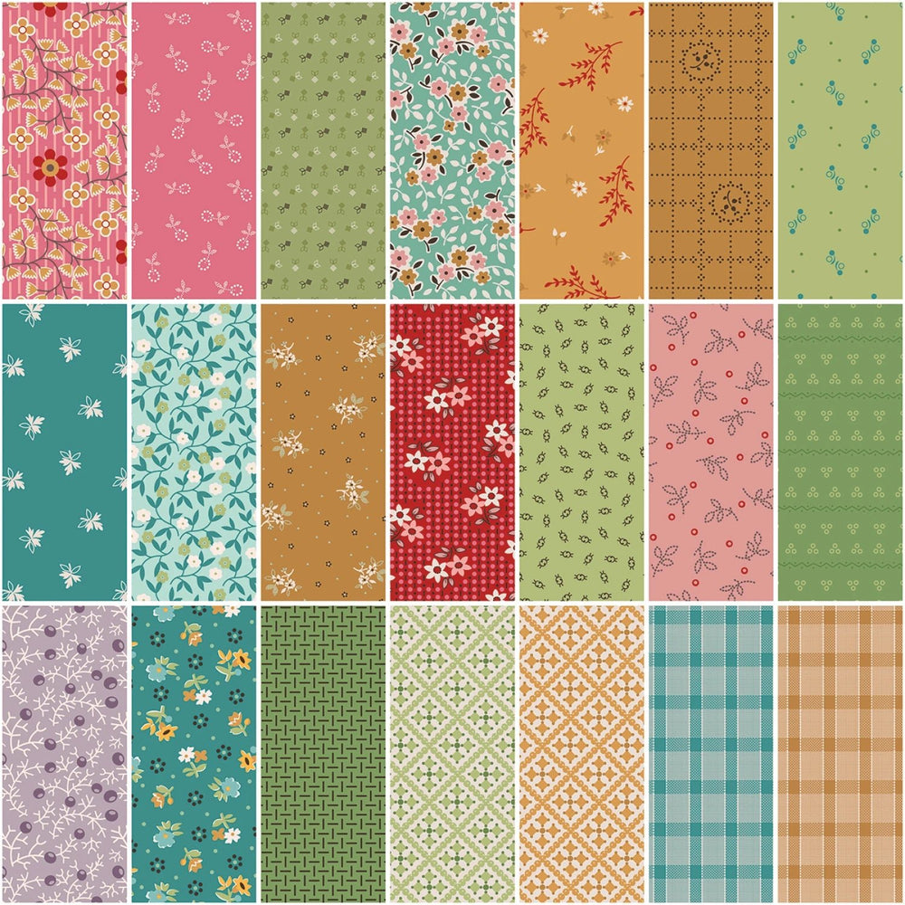 Gentler Times by Lori Holt Collection - Tea Rose | 1 Yard Bundle - 21 pcs (1YD - 16470T - 21) - Maple Leaf Quilting Company Ltd.