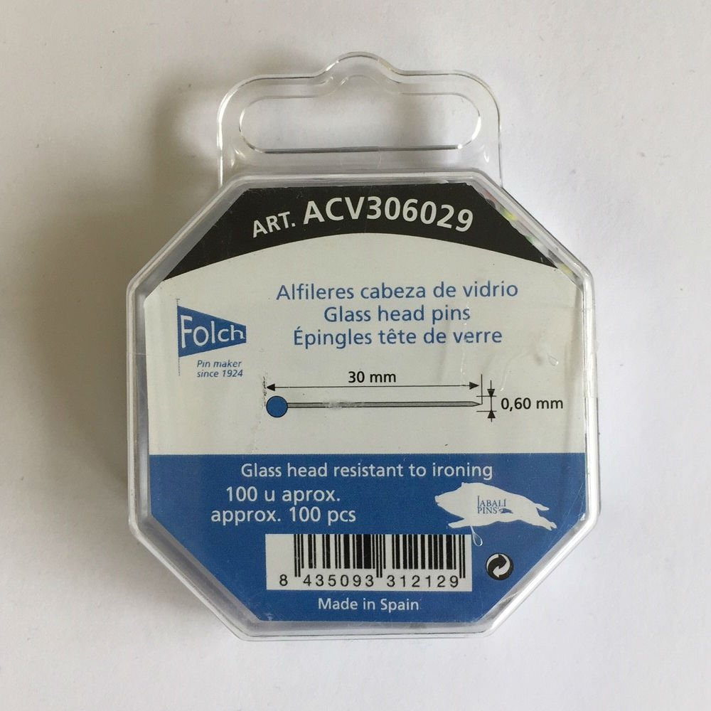 Glass Headed Fine Dressmaking (100 Pins) - Maple Leaf Quilting Company Ltd.