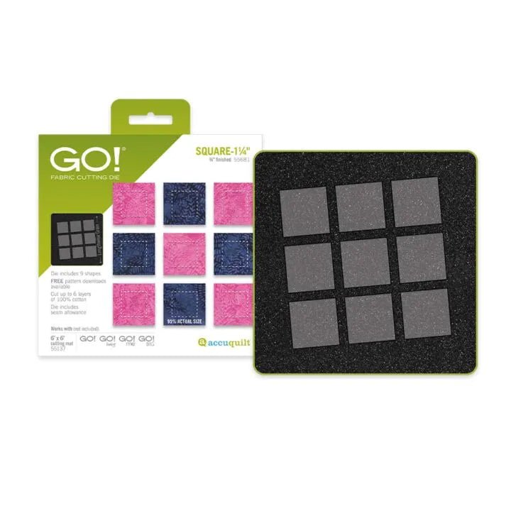 GO! Square - 1 1/4" (3/4" Finished) Die (55681) - Maple Leaf Quilting Company Ltd.