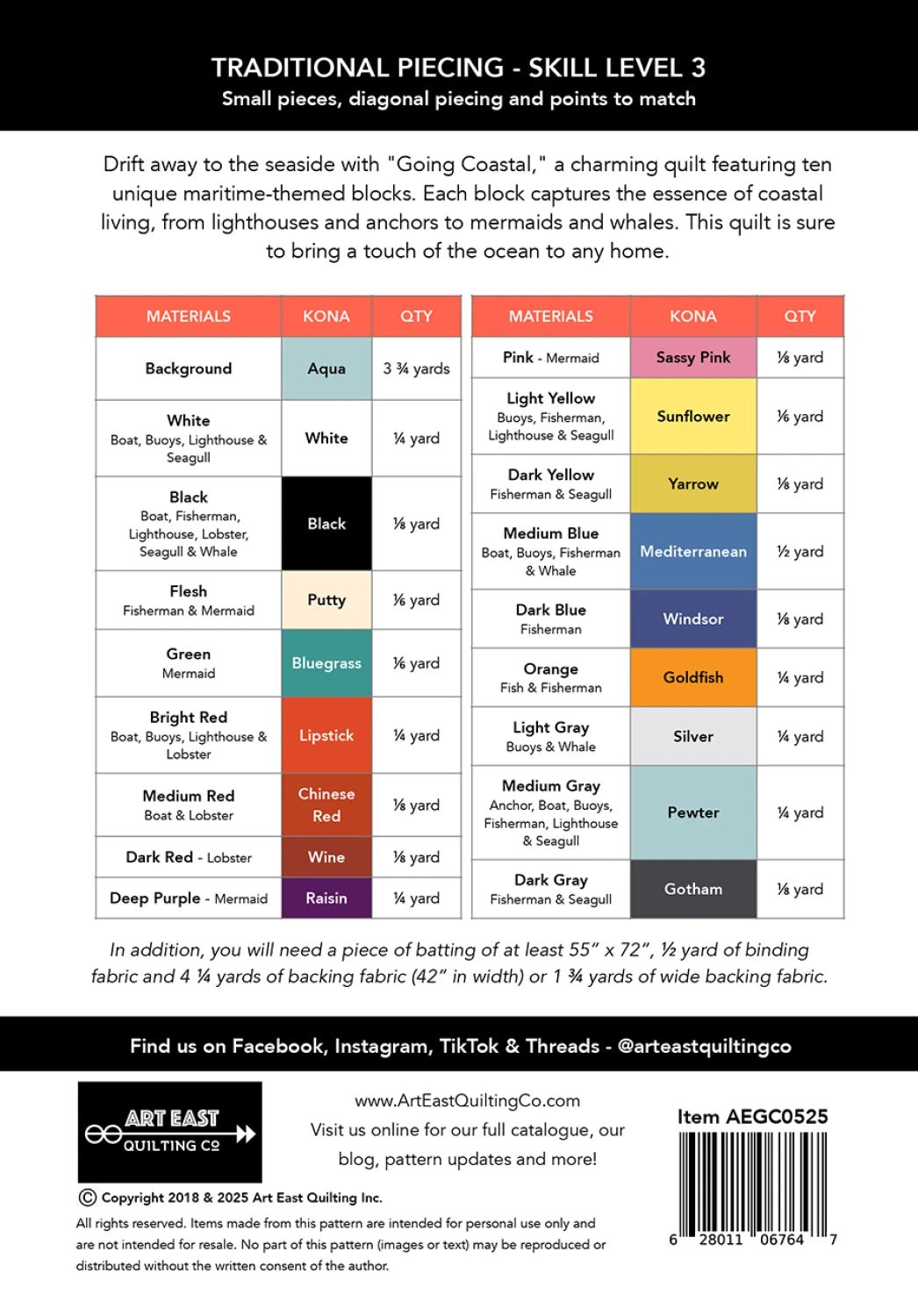 Going Coastal Quilt Pattern (AEGC0525) - Maple Leaf Quilting Company Ltd.