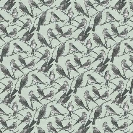 Green Birds Of A Feather 118" Cotton (183 - 25347) – Sold in UNITS of ¼ metre - Maple Leaf Quilting Company Ltd.