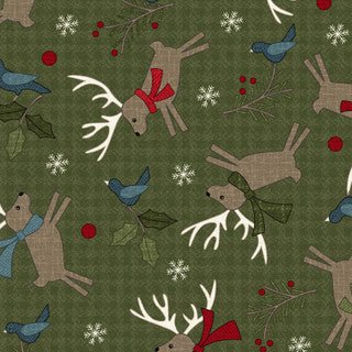 Green Deer Flannel - 44" Wide (F10893 - G) - Maple Leaf Quilting Company Ltd.