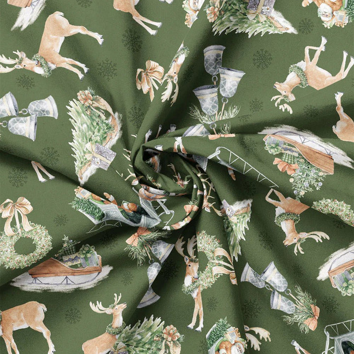 Green - Homestead Holidays 44" Wide Cotton (66250401-02) 🇨🇦 - Maple Leaf Quilting Company Ltd.