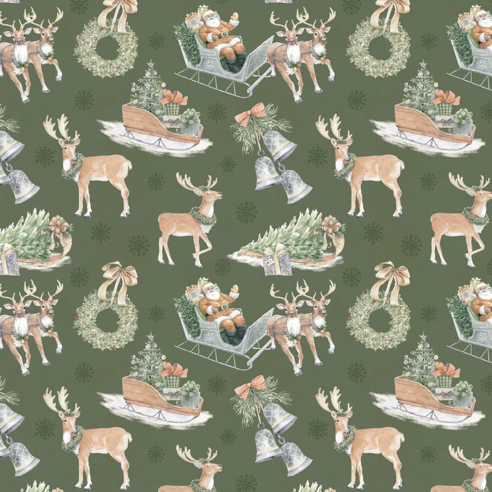 Green - Homestead Holidays 44" Wide Cotton (66250401-02) 🇨🇦 - Maple Leaf Quilting Company Ltd.