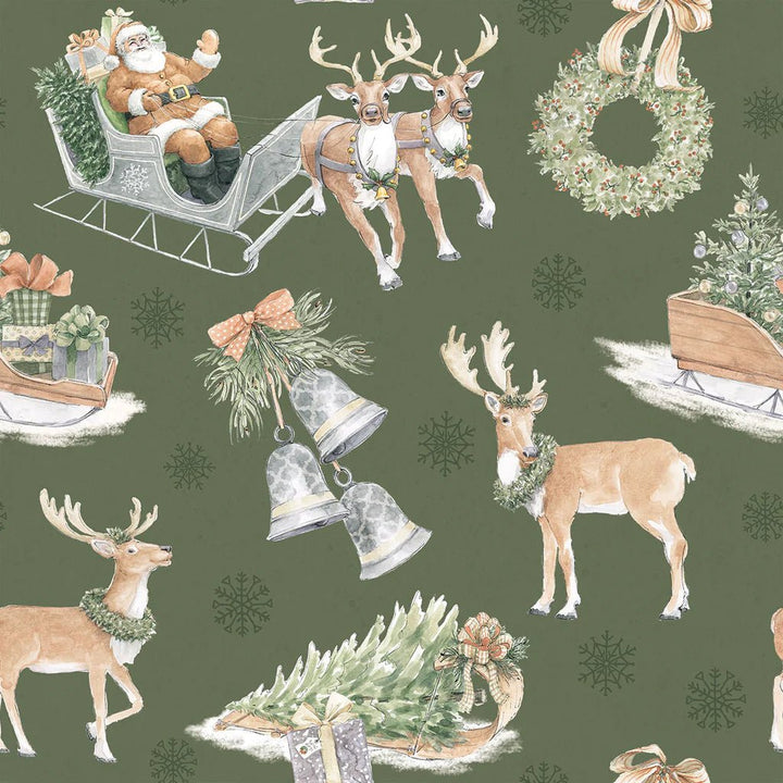 Green - Homestead Holidays 44" Wide Cotton (66250401-02) 🇨🇦 - Maple Leaf Quilting Company Ltd.