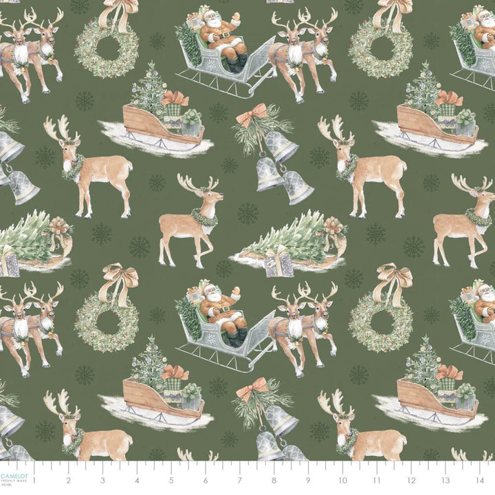 Green - Homestead Holidays 44" Wide Cotton (66250401-02) 🇨🇦 - Maple Leaf Quilting Company Ltd.