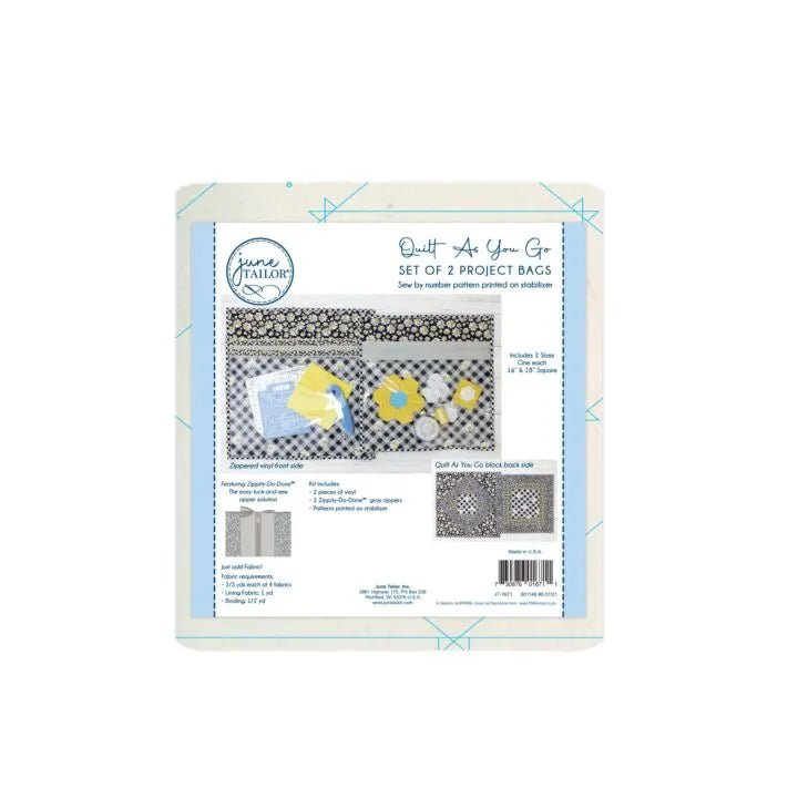 Grey Project Bags Quilt - As - You - Go Kit with Zippity - Do - Done Zipper (Set of 2) - Maple Leaf Quilting Company Ltd.
