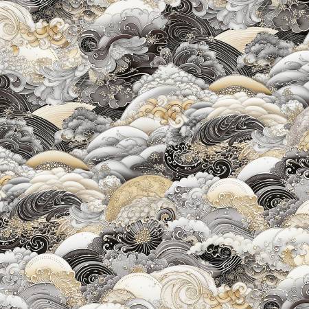 Grey Waves in Motion 108" Cotton (NAMW05657 - K) – Sold in UNITS of ¼ metre - Maple Leaf Quilting Company Ltd.