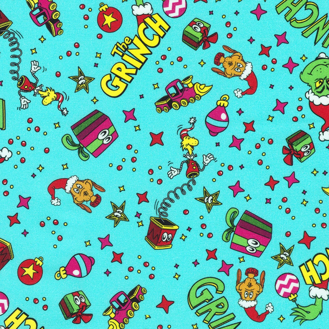 Grinch Icon Toss Snow 44” - (ADED2310087) – Sold in UNITS of ¼ metre - Maple Leaf Quilting Company Ltd.