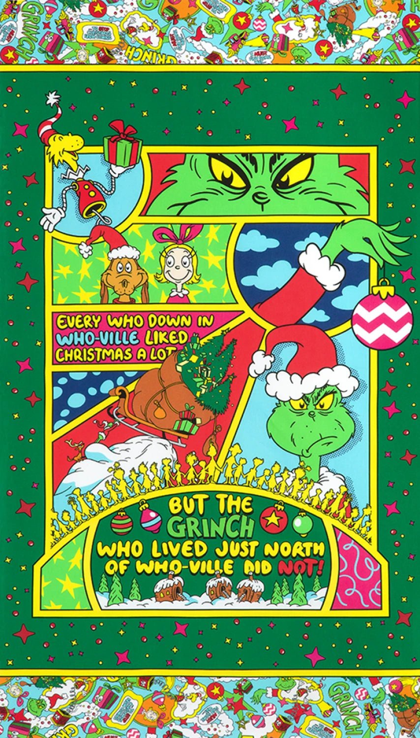 Grinch Panel Holiday - 24.5" x 45" Panel (ADED23097223) - Maple Leaf Quilting Company Ltd.