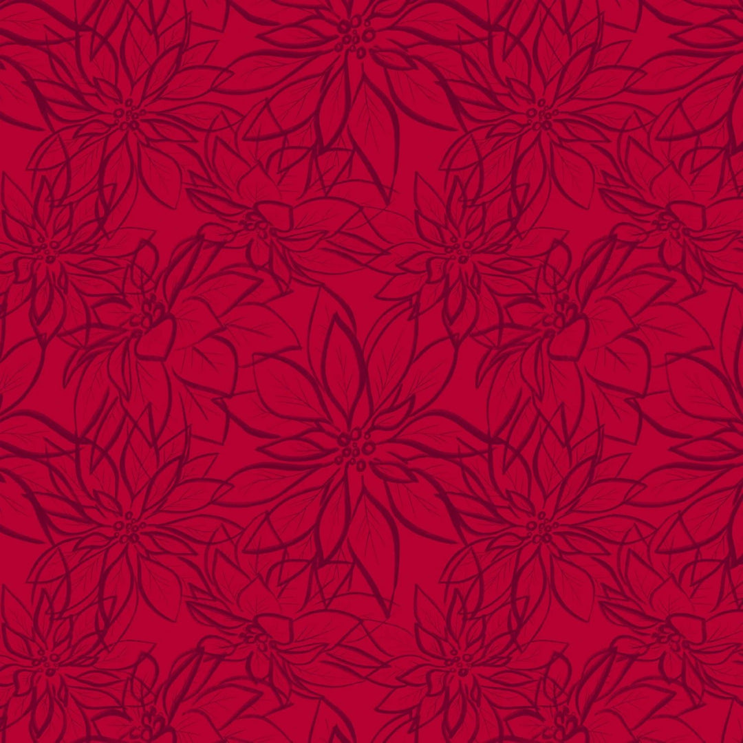 Hand - Drawn Poinsettias - Red | 108” Cotton (POIW5886 - R) - Sold in UNITS of 1/4 metre - Maple Leaf Quilting Company Ltd.