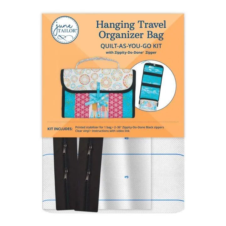 Hanging Travel Organizer Bag Quilt - As - You - Go Kit with Zippity - Do - Done Zipper - Maple Leaf Quilting Company Ltd.