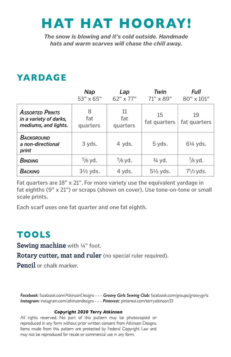 Hat Hat Hooray (ATK - 206) - Maple Leaf Quilting Company Ltd.