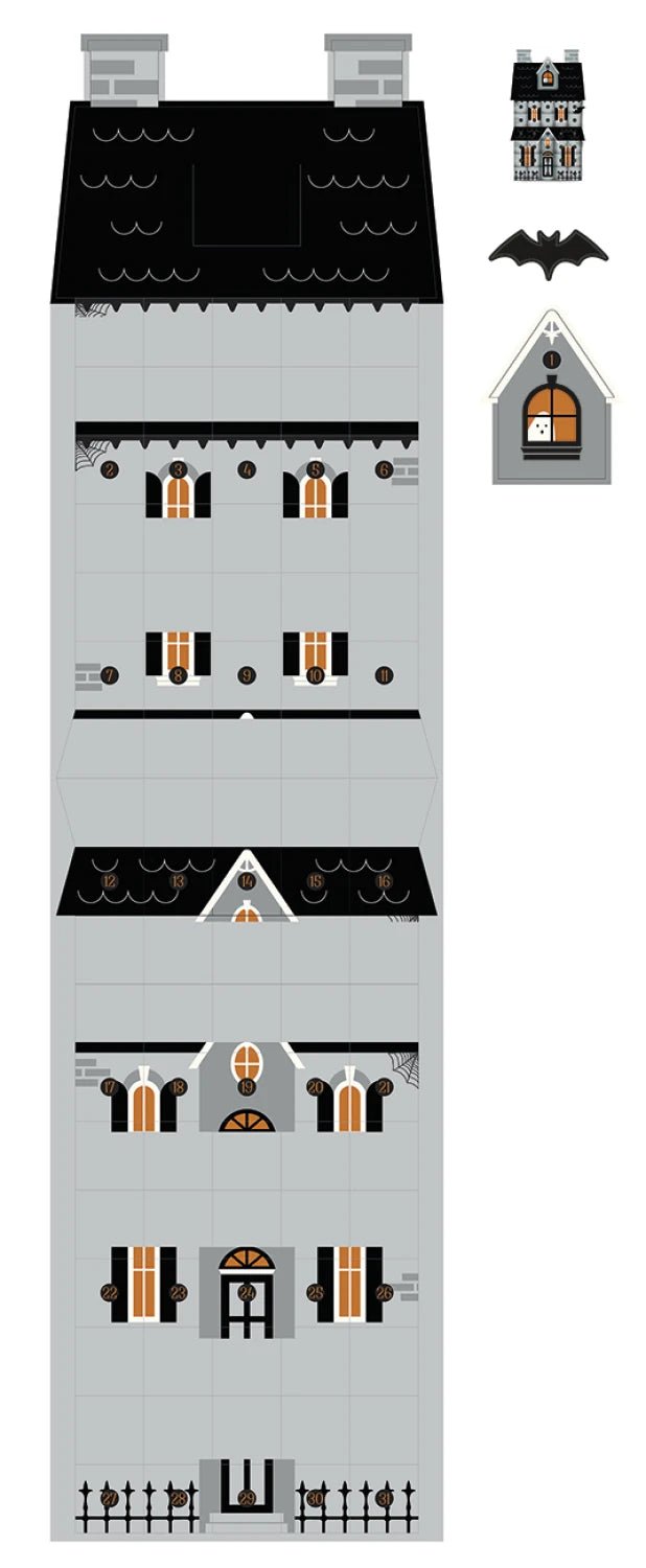 Haunted House Countdown Felt Panel 28.25" x 68.5" - Maple Leaf Quilting Company Ltd.