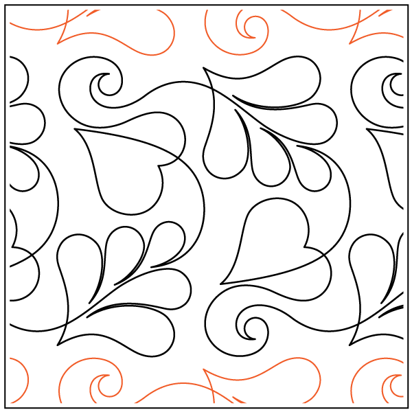 Hearts and Plumes – 8.5” Paper Pantograph - Maple Leaf Quilting Company Ltd.