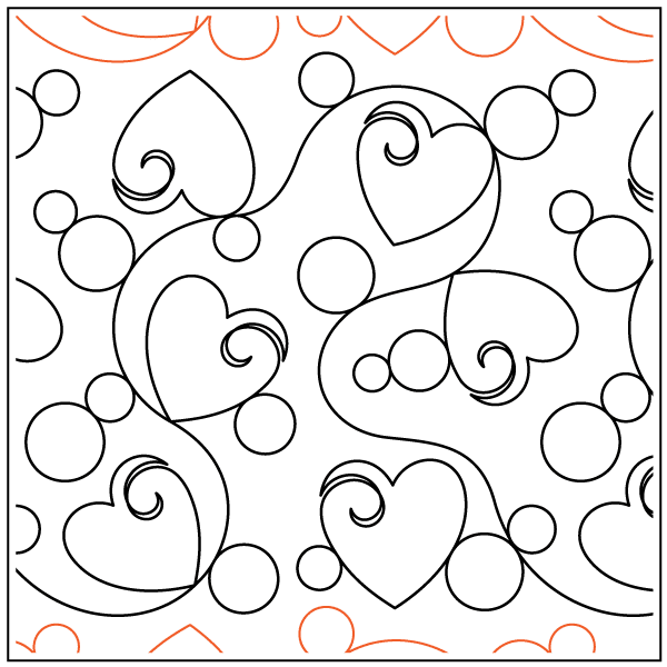 Hearts Go Round – 10” Paper Pantograph - Maple Leaf Quilting Company Ltd.