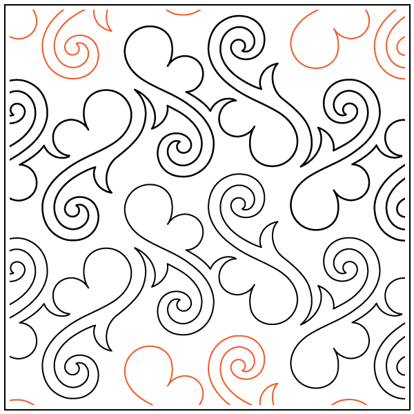 Hearts Gone Wild – 8” Paper Pantograph - Maple Leaf Quilting Company Ltd.