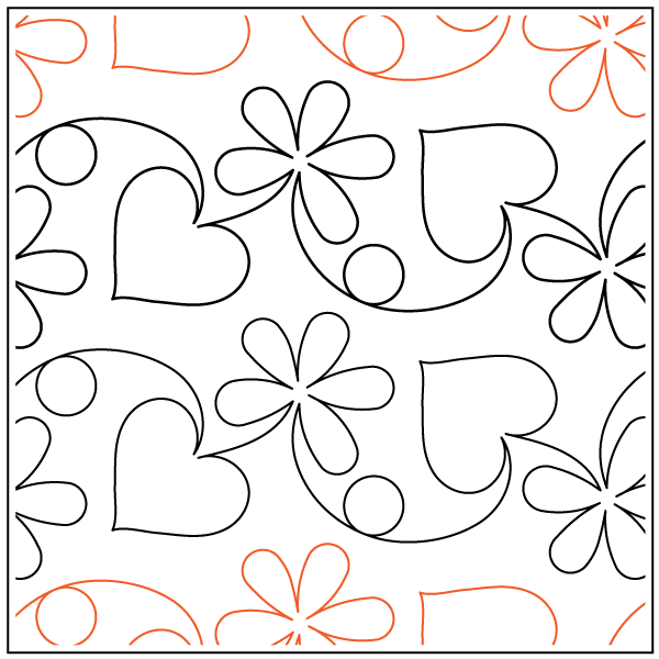 Hearts In Bloom PETITE - 4.5” Paper Pantograph - Maple Leaf Quilting Company Ltd.