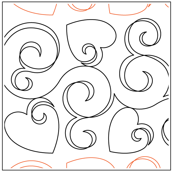 Hearts N Curls – 9” Paper Pantograph - Maple Leaf Quilting Company Ltd.