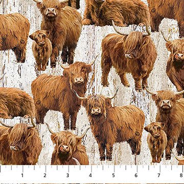 Highland Home by Jason Kirk - Northcott | Highland Cows 44” - (DP28690 - 12) – Sold in UNITS of ¼ metre - Maple Leaf Quilting Company Ltd.