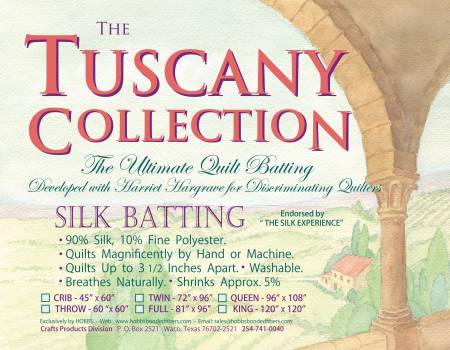 Hobbs Tuscany Silk Batting Throw Size Pre - Cut Batting (60"x60") (TS60) - Maple Leaf Quilting Company Ltd.