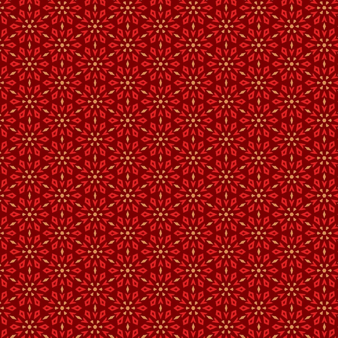 Holly Jolly Calico - Crimson Geometric 4" | 44"/45" Cotton - Maple Leaf Quilting Company Ltd.