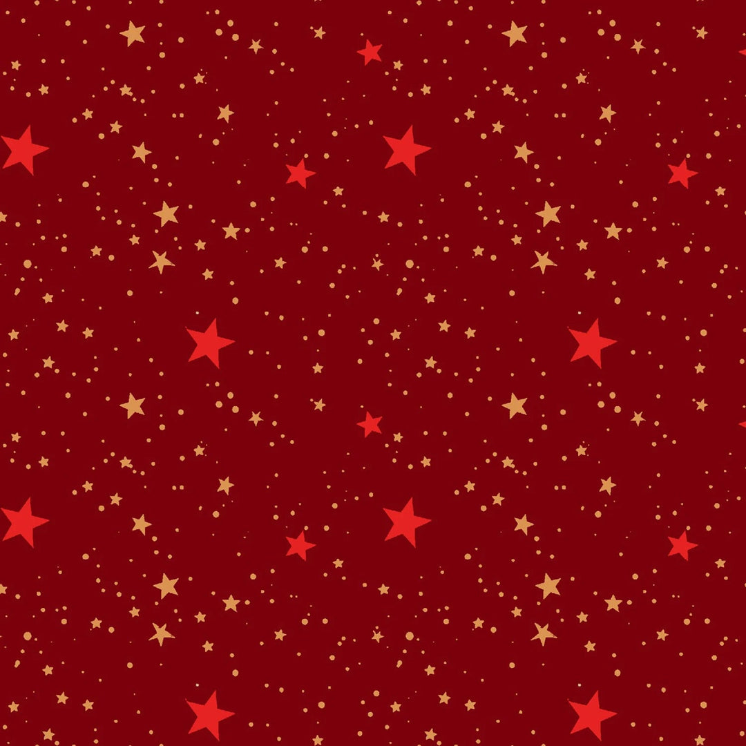 Holly Jolly Calico -Crimson Stars 6" | 44"/45" Cotton - Maple Leaf Quilting Company Ltd.