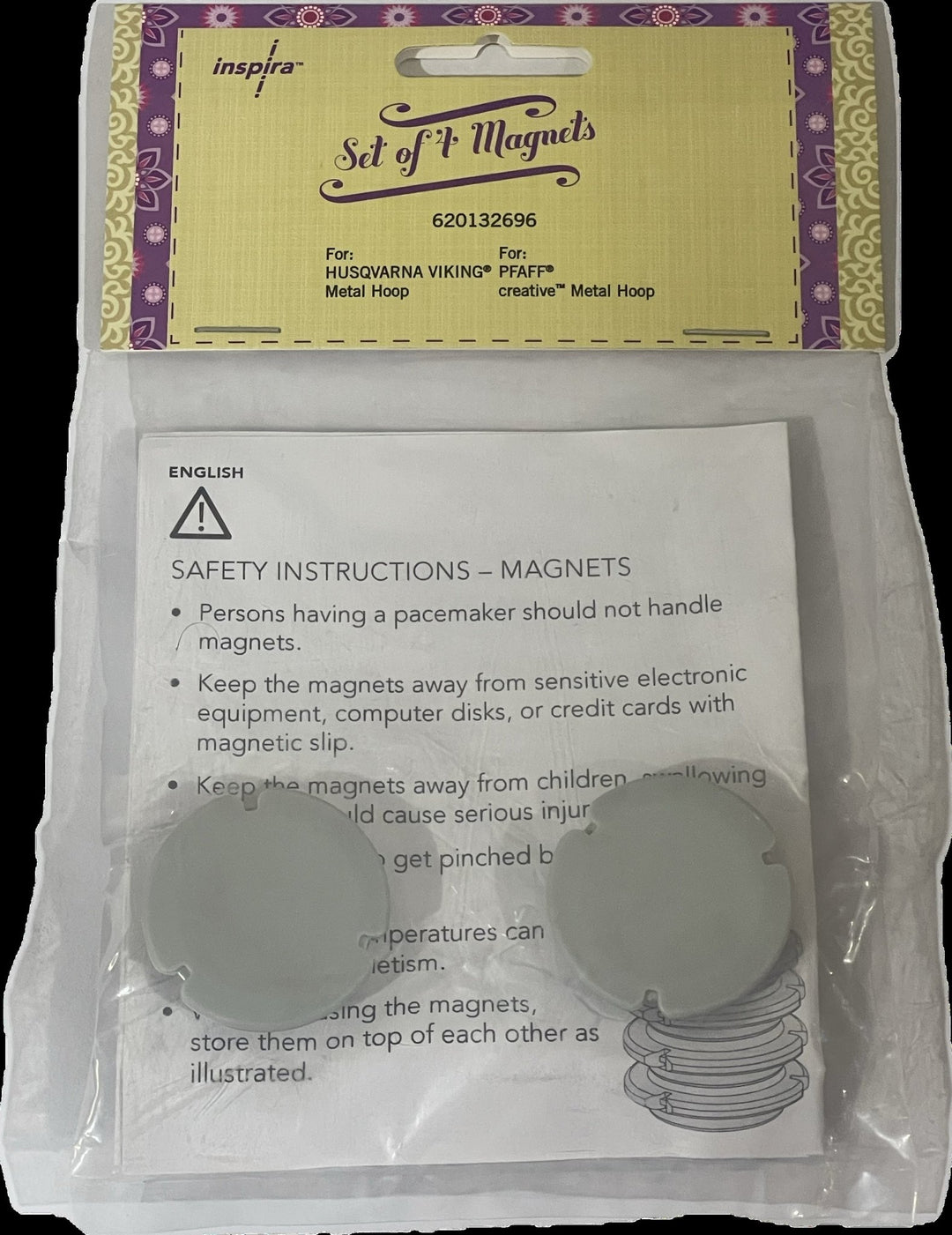 Husqvarna Viking Set of 4 Magnets for Metal Hoop - Maple Leaf Quilting Company Ltd.