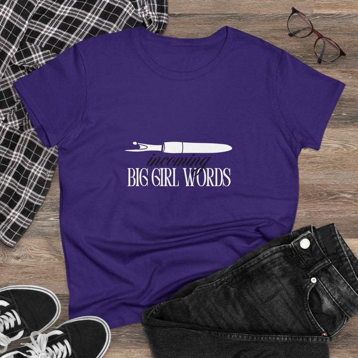'Incoming Big Girl Words' - Funny Women's Cotton Tee | The Perfect Gift - Maple Leaf Quilting Company Ltd.