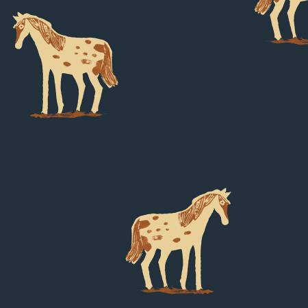 Ink Wild Ponies 108" Cotton (54541W - 2DES) – Sold in UNITS of ¼ metre - Maple Leaf Quilting Company Ltd.