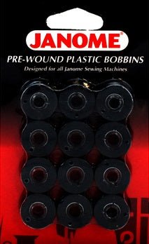 Janome Pre - Wound Bobbins - Black - Maple Leaf Quilting Company Ltd.