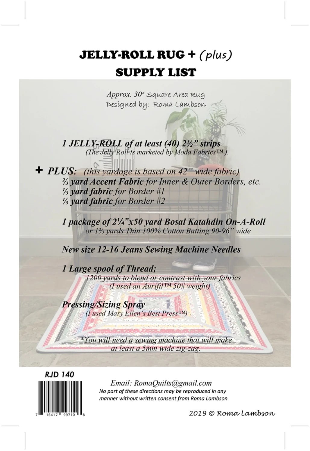 Jelly Roll Rug Plus by Roma Lambson (RJD140) - Maple Leaf Quilting Company Ltd.