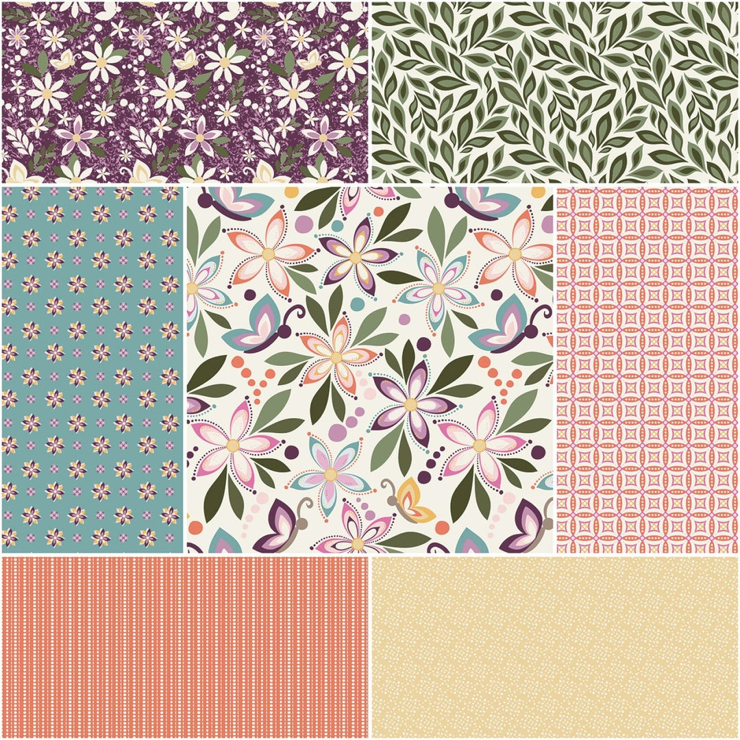 Juju's Petals 1 Yard Bundle - Cream | 1 Yard Bundle - 7 pcs (1YD - 16610C - 7) - Maple Leaf Quilting Company Ltd.