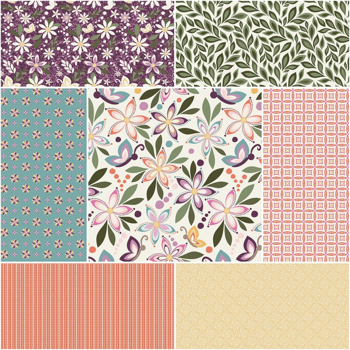 Juju's Petals 1 Yard Bundle - Cream | 1 Yard Bundle - 7 pcs (1YD - 16610C - 7) - Maple Leaf Quilting Company Ltd.