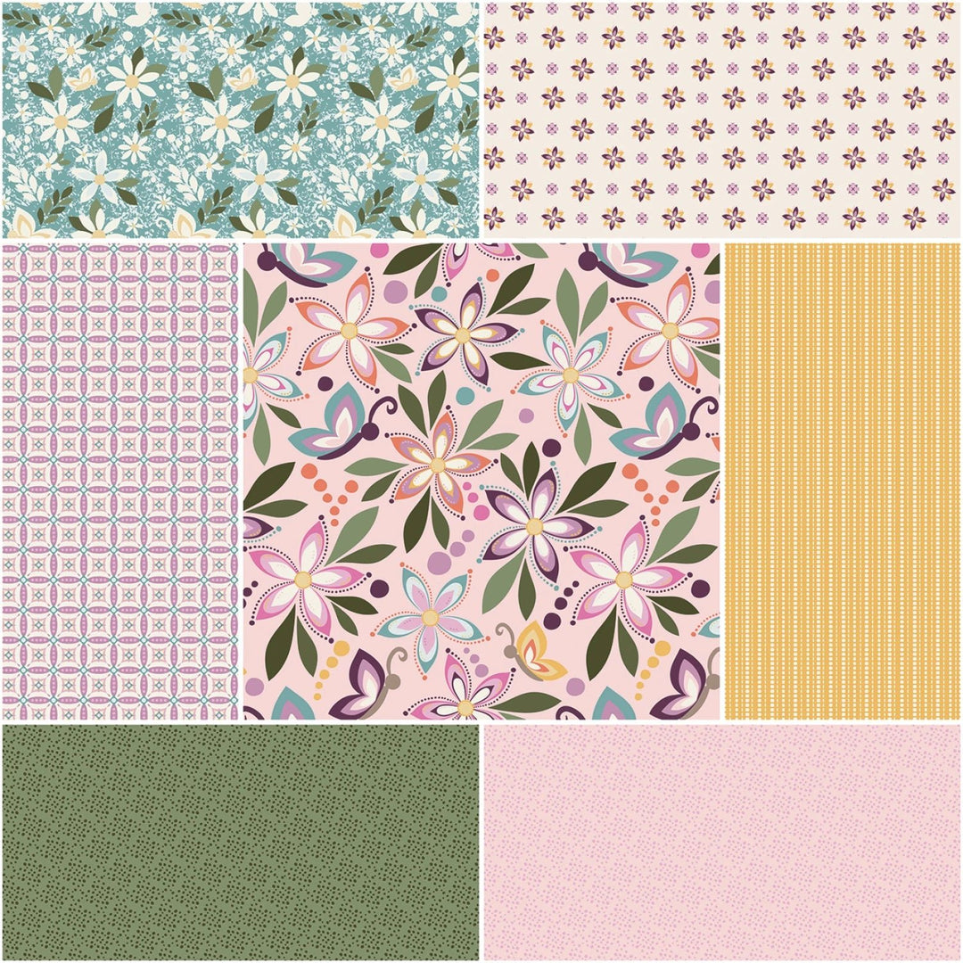 Juju's Petals 1 Yard Bundle - Pink | 1 Yard Bundle - 7 pcs (1YD - 16610P - 7) - Maple Leaf Quilting Company Ltd.