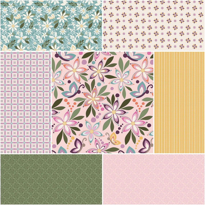 Juju's Petals 1 Yard Bundle - Pink | 1 Yard Bundle - 7 pcs (1YD - 16610P - 7) - Maple Leaf Quilting Company Ltd.