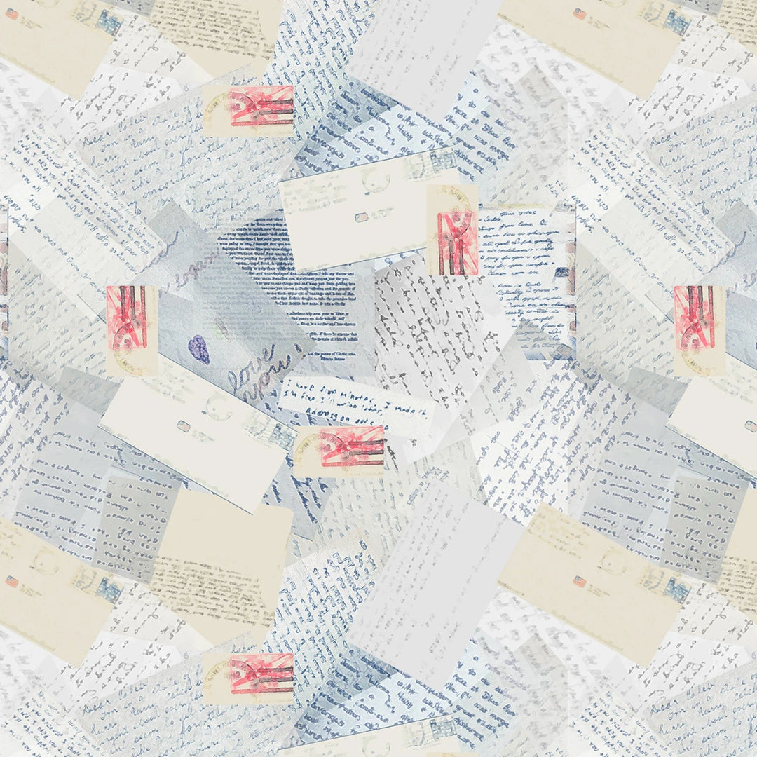 Letters From Home - Vintage Blue | 108” Cotton (WB15617R - VINBLUE) - Sold in UNITS of 1/4 metre - Maple Leaf Quilting Company Ltd.